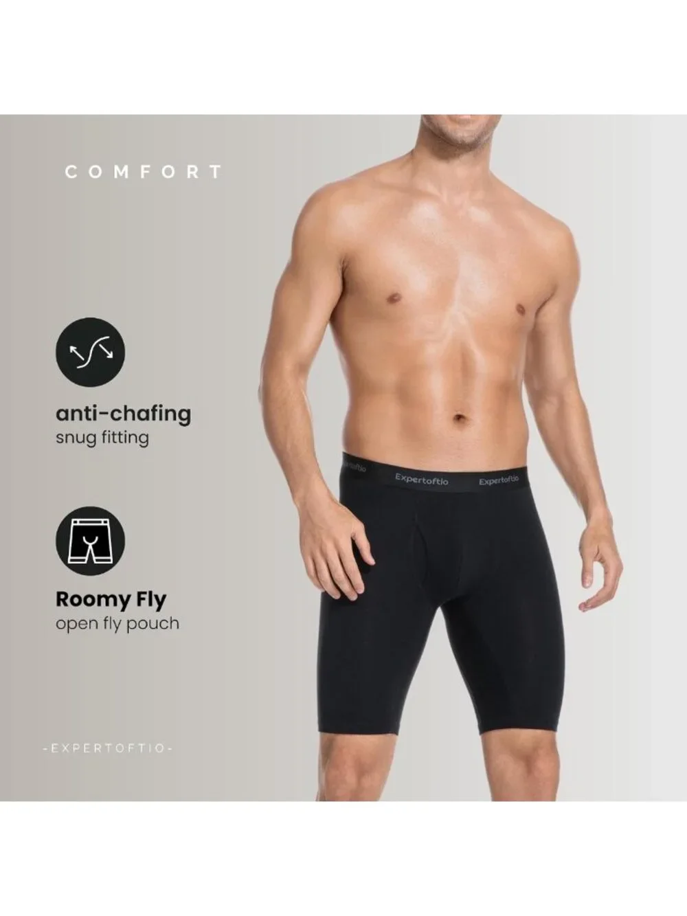 Men's Athletic Cotton Boxer Briefs Pack - Long Leg, Breathable